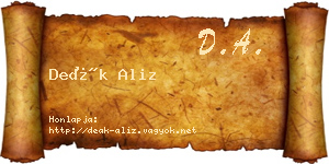 Deák Aliz névjegykártya